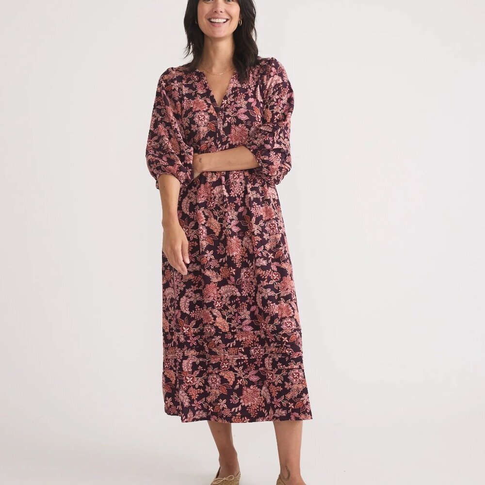 NWT Marine Layer Women's Lola Midi Dress in Warm Floral Small S